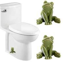 Ceramic Frog Toilet Bolt Covers Decorative, Set Of 2 Tall Toilet Bolt Caps,Cute Frog Toilet Screw Cover Caps, Toilet Caps For Bottom Of Toilet For Bathroom Decor, Easy To Install (B - Green){"Color_name":"B-Green"} - B-綠色 - 查看 1