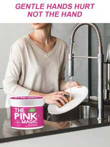 粉色魔法清洁膏，温和多用途清洁膏，去除厨房顽固油渍，强力不锈钢锅具清洁剂 - 彩色 - 查看 4