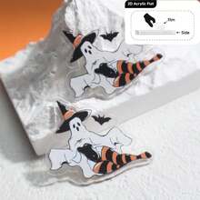 2D Flat, 1pc Halloween Ghost Cat Pumpkin Pattern DIY Jewelry Accessory/Crafting Elegant Earrings Pendant Predrilled Material/Gift For Handicraft Lovers/Inexpensive Item/Small Ornament, Acrylic Double-Sided Printing Craft