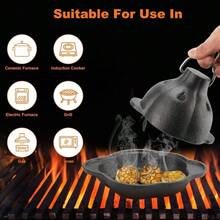 Asador de ajos de hierro fundido pre - sazonado, asador ahumador de hierro fundido, asadors de ajos de hierro colado con, asadors de melaza para hornos de cocina, barbacoas al aire libre - inicial - Ver 7