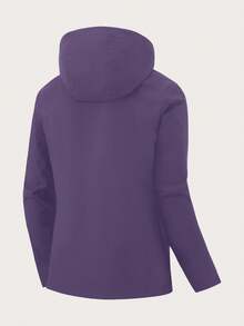 Áo khoác nữ chống thấm nước, chống gió, có mũ trùm đầu - Áo khoác leo núi mềm mại, thoáng khí với túi khóa kéo, nhẹ, thích hợp cho leo núi, cắm trại, du lịch, hoạt động ngoài trời mùa xuân/thu. - Màu tím - Xem 3