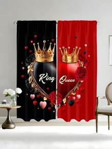 2 piezas de cortinas transparentes con estampado de elementos del Día de San Valentín, hechas de material de poliéster, adecuadas para dormitorio, sala de estar, oficina y decoración del hogar, con diseño de bolsillo para barra, se ajustan a la barra de cortina - Multicolor - Ver 11