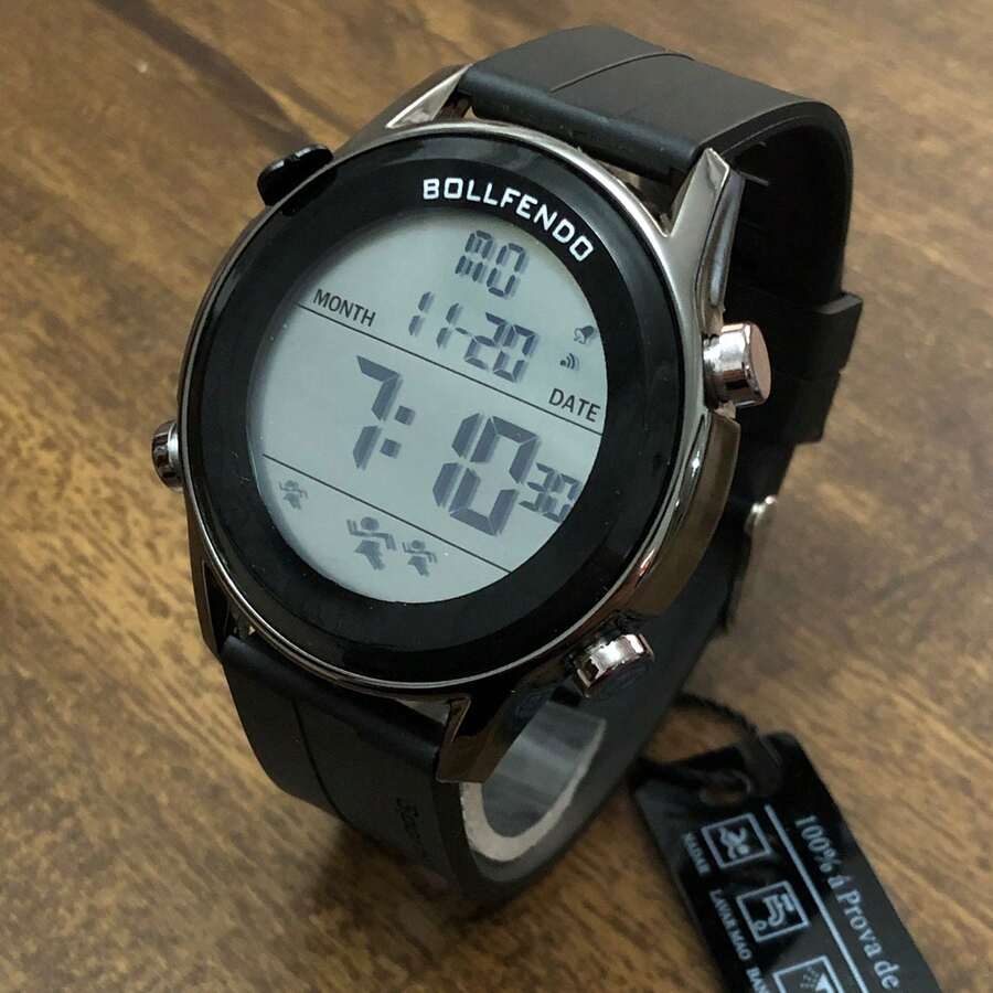 Men's Electronic Watch Thin Digital Watch Waterproof Bezel Night Light - màu đen - Xem 1