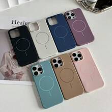 1 Ốp lưng silicon lỏng mờ tối giản từ tính tương thích với iPhone 16 15 14 13 12 Pro Max Plus Ốp lưng silicon mềm có sạc không dây - Hồng - Xem 3