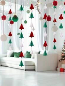 Christmas Decorations 3D Mini-Flag Christmas Tree Layout Indoor Scene Window Party Pendant Family Hanging Christmas Decorations Indoors And Outdoors. Christmas Decorations Home Christmas Gifts Christmas Decor - Multicolor - View 3