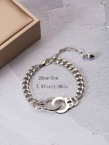 1pc Fashionable Unisex Nk Thick Chain Handcuff Bracelet, Punk/Hip Hop Style, Couple's Choice