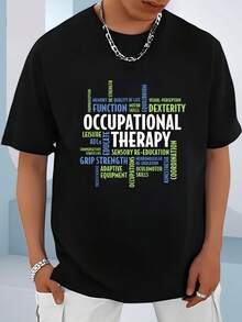 OTA And Occupational Therapist OT Month Occupational Therapy T-Shirt  - 100% Cotton Summer Clothes For Men, Perfect For Daily Wear, Hiking, And Travel - Black - View 1