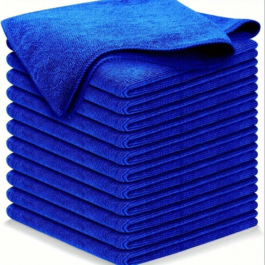 5pcs Microfiber Towels - Absorbent, Quick Drying For Kitchen, Car, Desktop - Soft, Durable And Easy To Clean, Multipurpose, For Spills, Dust, Etc., Kitchen Cleaning Towels, Compact Storage, Highly Absorbent Fabric - Màu xanh lam - Xem 1