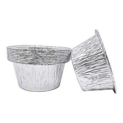 Ultra - Convenient Silver Baking Cups Aluminum Pans - Pack Of 10 - Superior Quality - Baking Muffins