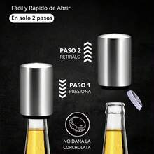 Novotend - Destapador de Cerveza Magnetico, Abridor de Botellas Automatico de Acero Inoxidable, Abrebotellas de Cerveza Facil de Usar, Abre Sodas Regalo para Hombre (Oro Rosa) - Plateado - Ver 4