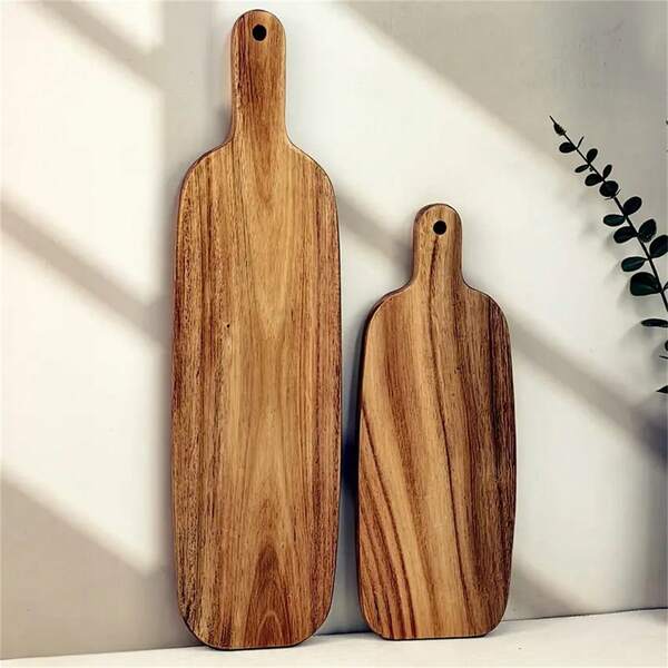 Cutting Board With Handle - Chopping Board, Natural Wood Grain Serving Board, Suitable For Cheese, Charcuterie, Bread And Fruit | Essential For Holiday Kitchen And Dining, Holiday Meal Necessity | Stylish Display | Natural Wood Grain