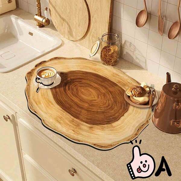 1 pieza Almohadilla para encimera de imitación de grano de madera, específica para la cocina, almohadilla de drenaje, almohadilla absorbente para la parte superior del fregadero, almohadilla para la barra de café