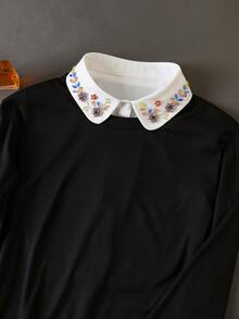 1件奢华手工串珠可拆卸领子，百搭叠穿配饰，适用于毛衣、衬衫、罩衫，春秋季连衣裙，圣诞节装饰 - 彩色 - 查看 5