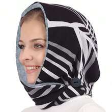 印花双层纽扣保暖帽，秋冬温暖好礼 - 彩色 - 查看 5