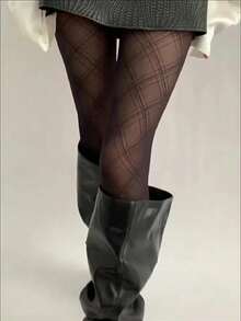 Women's Diamond Plaid Stockings, Spring And Summer Thin Black Stockings ( Thin Version) - Multicolor - View 13