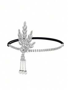 1 pieza Diadema con forma de pluma con cristales de inspiración vintage de los años 20 estilo Gatsby - Accesorio para el cabello de mujer de aleación para ocasiones elegantes y como idea de regalo único. Bufanda de invierno, cálida diadema para mujer, pañuelos para la cabeza