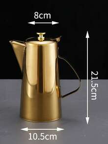 1pc Thick Stainless Steel Cold Water Pitcher With Flat Lid, Hotel/Tea Pot, Long Spout, Large Capacity Juice Carafe