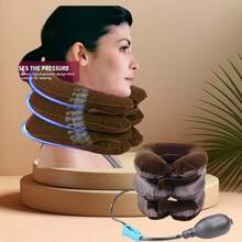 1pc New Hot-Selling 3-Layer Plush Fiber Reinforced Inflatable Neck Traction, Portable Cervical Traction Device, Neck Stretcher, Neck Support - Multicolor - View 7