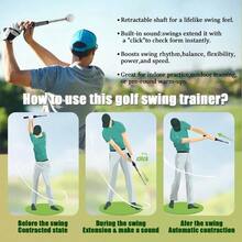 Retractable Swing Training Aid, Grip Trainer Warm, Click Feedback Swing Trainer Improving Hitting Strength Tempo, Beginners, Indoor Outdoor Practice - Đen sâu - Xem 4