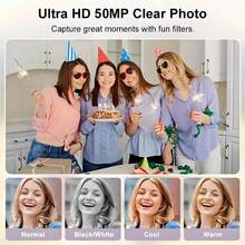 50MP Digital Camera, 4K Display, USB Rechargeable 700mAh Lithium-Polymer Battery, 16X Optical Zoom With Stabilization, 2.8" Touchscreen, Non-Waterproof Design, Includes 32GB SD Card - Ideal Birthday Or Christmas Gift