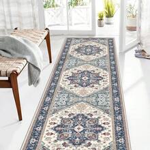 Soft Neutral Area Rugs 5x7, Washable Rug With Non Slip Backing, 5 X 7 Faux Cashmere Low-Pile Carpet, Cream White & Blue & Light Brown,  2025 Design - Blue & Red - View 23