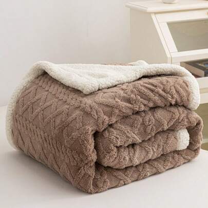 Cobertor Manta Casal Canelado com Sherpa Boreal Diamond Plush Premium Dupla Face