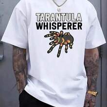 Men'S Tarantula Whisperer Graphic T-Shirt - Bold Wolf Spider Design, Stretchy Breathable Fabric Regular Fit Tee Everyday & Formal Outfits - Washable Shirt Teens & Adults, Summer Vacation Top, Bold Print Top, Comfortable Fit, Casual Wear, Geometric Pattern, Durable Construction, Short Sleeve Top, Teen Clothing,Graphic Tees Men,Halloween Clothes,Street Wear,Y2k Clothes,Manfinity Men,Christian Clothes,Funny ,Thanksgiving Day,Christmas220g High-Quality Pure Cotton T-Shirt With Minimalist Printing, Soft And Breathable Fabric, Comfortable And Loose, Suitable For All Day Wear, Suitable For Office Casual Wear, Spring And Summer Daily Appearance, Elegant And Youthful Design Ropa De Hombre - 白色2 - 查看 6