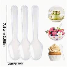 100pcs Transparent Plastic Spoons, Mini Disposable Spoons Suitable For Desserts, Ice Cream, Jelly, Pudding, Yogurt Tasting, Appetizers, Family Gatherings, Picnics, Restaurants And Kitchens