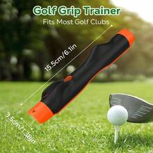 Grip Trainer, Training Aid Correcting Hand Position, Training Grip To Help Improve Swing Technique, Accessories All Clubs - Cam và Đen - Xem 3