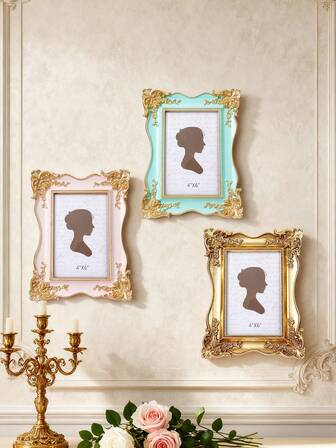 1 件欧式 3D 花卉图案装饰相框，家居桌面装饰图片展示，多色可选，适用于卧室、书房、办公桌照片展示和摄影道具