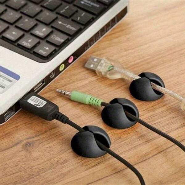5/10/20/50pcs Cable Clips, Wire Organizer, Cord Holder, Charger & Data Cable Winder, Car Dashboard Tidy Tool, Office Desk Organizer, Black/White Available