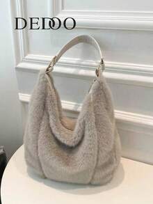 Dedoo Bolsa de ombro feminina de pelúcia macia, elegante e de grande capacidade, com zíper, para outono e inverno, para trabalhadores de colarinho branco, perfeita para faculdade, trabalho, negócios, deslocamento, atividades ao ar livre, viagens, passeios, escritório, perfeita para trabalho, compras, para participar de jantares, eventos de moda e dar presentes a amigos - Multicolorido - Ver 14