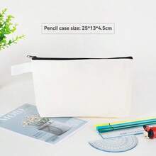 1pc Colorful Canvas Pencil Case, Zipper Style Hand-Held Makeup Bag, Organizing And Storing Stationery Bag, Multi-Color Pencil Case, Hand-Held Bag, Cosmetics Storage Hand-Held Canvas Bag, Simple And Portable,The Color Of The Handle Is Random