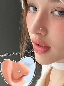 6pcs Cubic Zirconia Decorated Stainless Steel Nose Rings/Studs Set, Suitable For Daily Wear