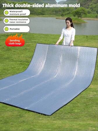 1pc Outdoor Moisture-Proof Mat, Aluminum Foil Picnic Blanket, Waterproof Mat Suitable For Beach, Park, Camping, Tent, Car Sunshade, Balcony, All Seasons