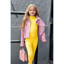 YgneeDom Kids Girls One Piece Spandex Unitards, Long Sleeve Turtleneck Unitard, Full Body Catsuit, Dance Leotard Costumes{"Color_name":"Yellow","Size_name":"Large"} - 黃色 - 查看 3