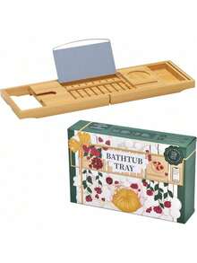 Luxury Bathtub Caddy Tray,Bamboo Bathtub Tray Caddy - Wood Bath Tray Expandable,Can Be Placed Book And Integrated Tablet Smartphone And Wine Holder - Gift Idea For Loved Ones - 1 - Xem 2