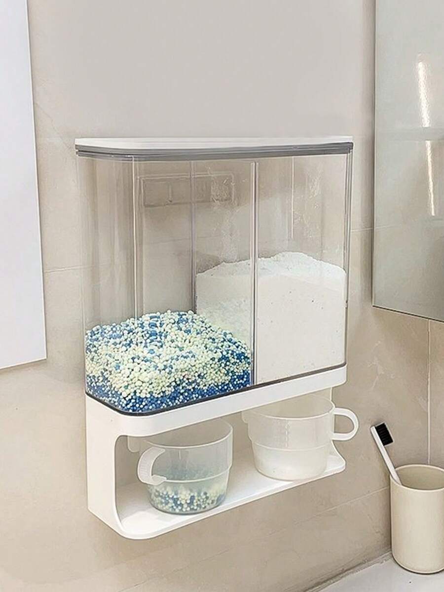 1个壁挂式洗衣液分配器 - 多功能收纳，可放置洗衣香氛增香剂，带杯子 - 彩色 - 查看 1