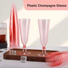 5/10pcs 5.5oz Champagne Glasses, Suitable For Desserts, Pastries, Juices, Cold/Hot Drinks, Coffee, Ideal For Birthday, Wedding, Party, Outdoor, New Year (Champagne Glasses, Plastic Cups, Birthday Cups)