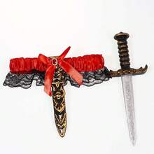 2 Pcs Pirate Sword With Lace Bow Womens Pirate Costume Toy Sword With Thigh Garter Pirate Costume Women Pirate Accessories{"Color_name":"Red-Bronze"} - 紅古銅色 - 查看 7