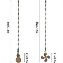 2pcs Ceiling Fans Pull Chain With Connector, Pull Switch, Decorative Brass Chain Toilet Bathroom Living Room Ceiling Fan Fixture Fans And Bulbs - 銅色 - 查看 2