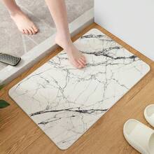 Quick-Drying Silicone Bathroom Mat, Non-Slip Rubber Backing, Waterproof Leather Bathroom Mat, Non-Woven Fabric Woven Rectangle White Marble Pattern - Multicolor - View 15