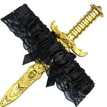 2 Pcs Pirate Sword With Lace Bow Womens Pirate Costume Toy Sword With Thigh Garter Pirate Costume Women Pirate Accessories{"Color_name":"Gold"} - Vàng - Xem 9