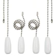 4Pcs Ceiling Fan Pull Chain Extender 12Inch Fan Pull Chain Decorative, Wooden Beaded Ball Chains Ceiling Fan Lamp DecorationWhite - 4 + White - View 1