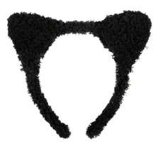 Black Cat Ears Headband Halloween Cat Woman Costume Hair Accessories Cute Furry Cat Ear Headbands For Women Headwear Headpiece For Cosplay Makeup Birthday Party