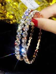 1 Pair Fashion Cubic Zirconia Hoop Earrings For Women For Wedding Anniversary Engagement Party Jewelry Valentine's Day Gift,Mom,Mother,Mother's Day,Gift - 1# - Xem 2