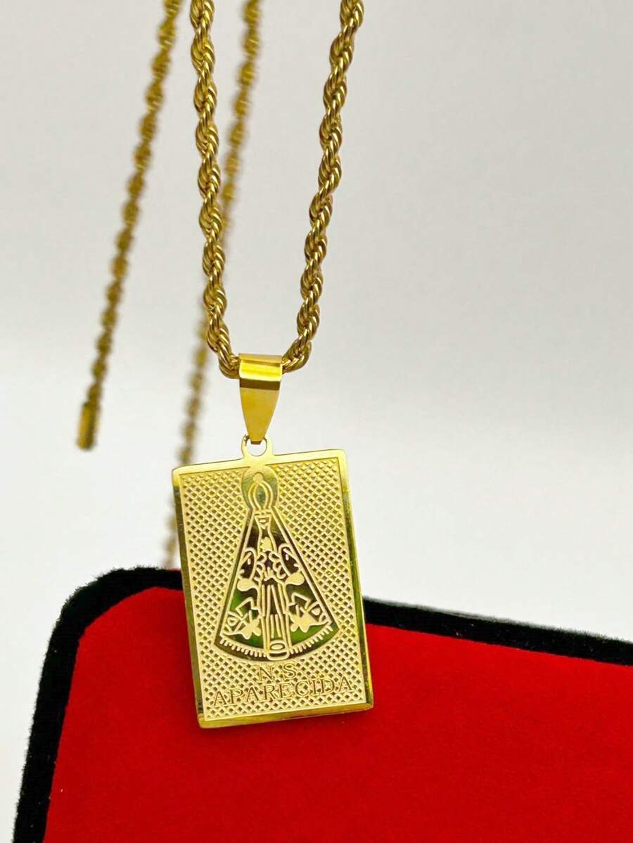 Aparecida Bahia Women's Necklace Stainless Steel Gold Plated Men's Chain - Dorado - Ver 1