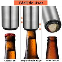 - Destapador de Cerveza, Abridor Automtico con Tapa magntica, Destapador de Botellas de acero inoxidable, Abrebotellas en hogar, bar o restaurante Negro - pago - Ver 4
