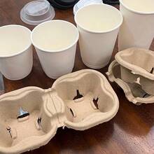20/50pcs Disposable Paper Pulp Cup Sleeves, Coffee Cup Holders, Milk Tea Cup Trays, Tear-Off Double Cup Holders, Milk Tea & Coffee Cup Coasters, Suitable For Cafes And Milk Tea Shops - Multicolor - View 8