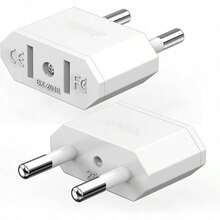 2pcs/pack Eu Travel Adapter, 2 Pin Plug Cable Conversion For Germany, Europe, Usa, Canada, Mexico, Spain, Egypt, Suitable For Devices With Us Power